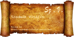 Szedmák Vitális névjegykártya